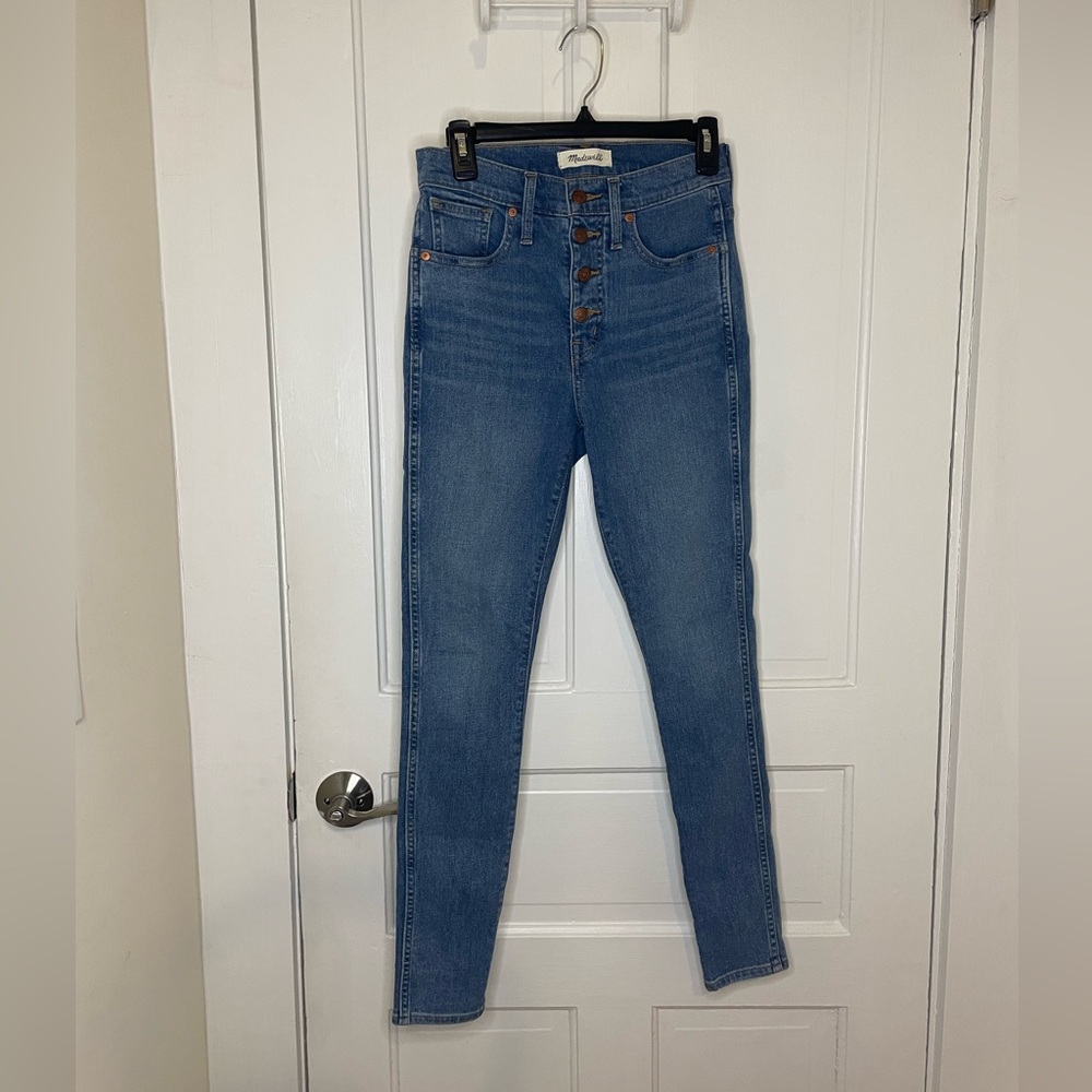 Madewell 10" High-Rise Skinny Jeans in Dewitt Wash: Button-Front TENCEL™ Denim